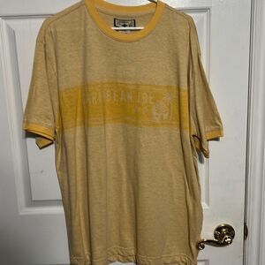 🔥🔥‎ Deadstock “NWT” CARIBBEAN JOE Ringer Tee - Heather Yellow - Men Sz Large